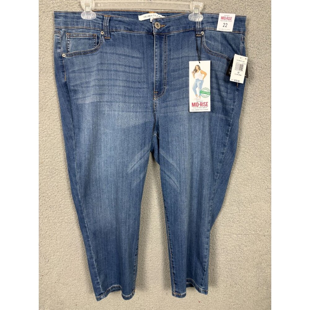 Celebrity Pink Trendy Plus Size Juniors' Cropped Skinny Jeans Blue Size 22W NWTs